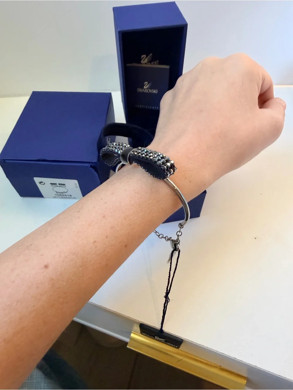 Swarovski Black Crystal Bow Cuff Bracelet